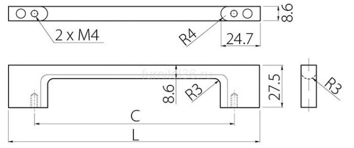 Ручка UZ 819 L-192 алюминий 2 Ручка UZ 819 L-192 алюминий — изображение 2