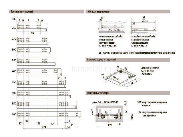 Направляющие MODERN SLIDE push to open L-250 полного выдвижения 2 Направляющие MODERN SLIDE push to open L-250 полного выдвижения — изображение 2