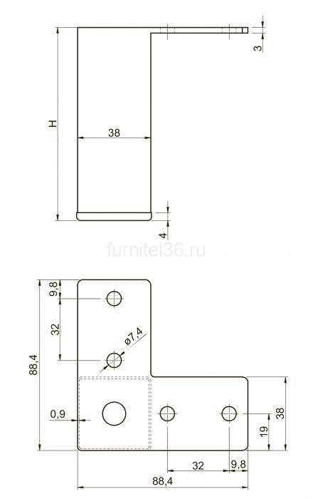 Ножка мебельная GTV B104 h-100мм, хром 100 кг 2 Ножка мебельная GTV B104 h-100мм, хром 100 кг — изображение 2