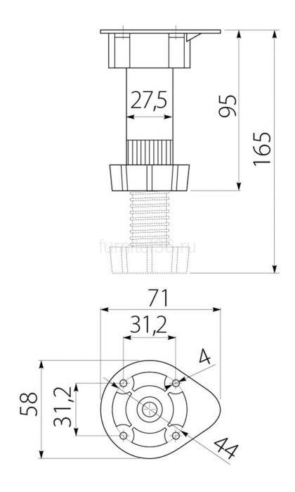 Ножка кухонная GTV WP Н95-165 черная 2 Ножка кухонная GTV WP Н95-165 черная — изображение 2