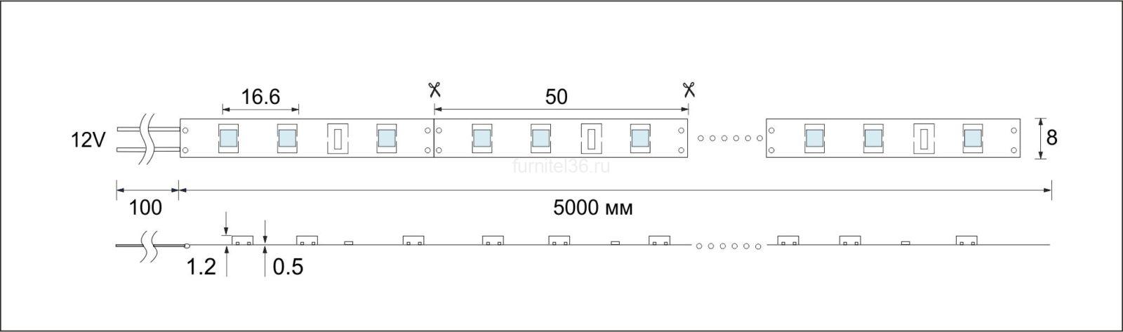 Cветодиодная лента 2835, 60 диодов/м.п 12V, тепл. белый, 4,8W, IP20 5 Cветодиодная лента 2835, 60 диодов/м.п 12V, тепл. белый, 4,8W, IP20 — изображение 5