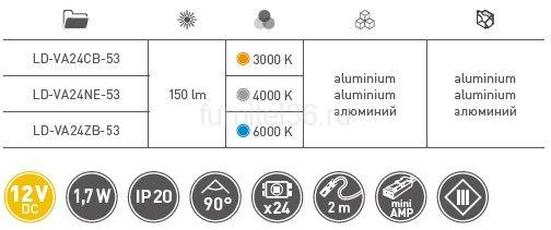 Светодиодный св-к VASCO 12V, 1.7W 24 диод, алюм, нейтральный 2 Светодиодный св-к VASCO 12V, 1.7W 24 диод, алюм, нейтральный — изображение 2