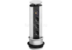 EVOline Port, 3 розетки, ночная подсветка, нерж.ст