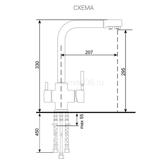 Смеситель Ulgran 016(344), ультра-чёрный 2 Смеситель Ulgran 016(344), ультра-чёрный — изображение 2