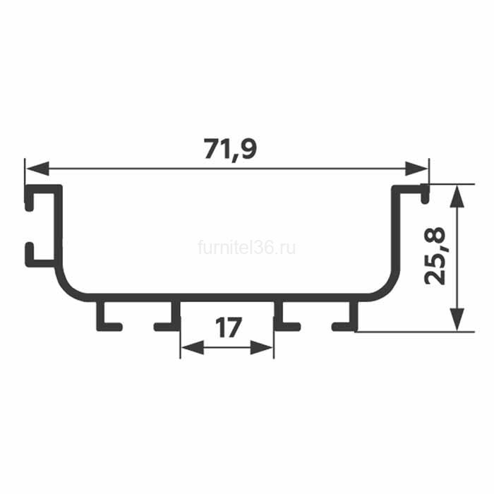 Профиль "C" COMBI для кухонных баз, L-6м, ГРАФИТ ОКРАШЕННЫЙ 2 Профиль "C" COMBI для кухонных баз, L-6м, ГРАФИТ ОКРАШЕННЫЙ — изображение 2