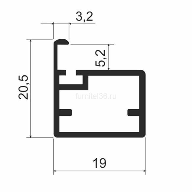 Профиль фасадный MZ-07 , L=6000,черный браш А25 2 Профиль фасадный MZ-07 , L=6000,черный браш А25 — изображение 2