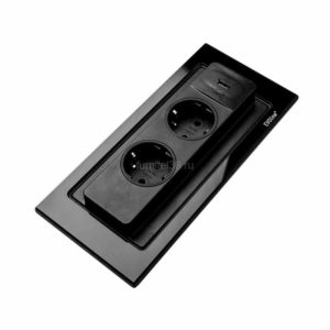 EVOline BackFlip розетка 2*220, USB черное стекло