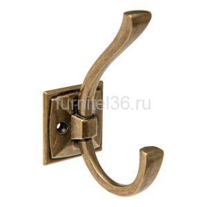 Крючок мебельный двухрожковый,  античная бронза