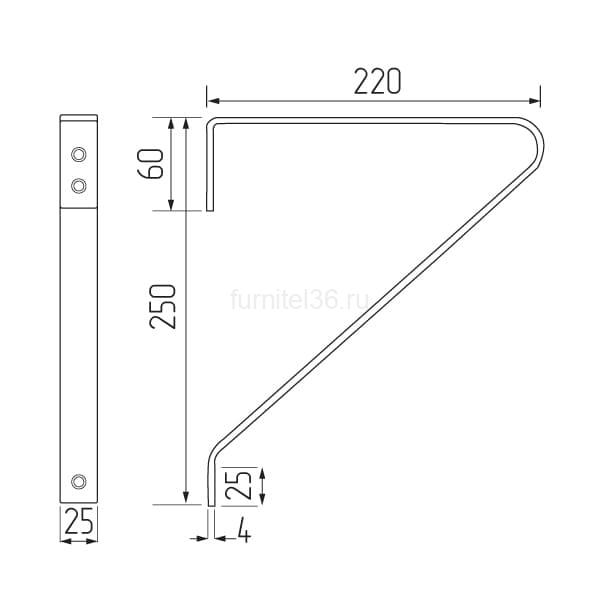 Полкодержатель LOFT-3 (250* 220), черный (30кг) 2 Полкодержатель LOFT-3 (250* 220), черный (30кг) — изображение 2
