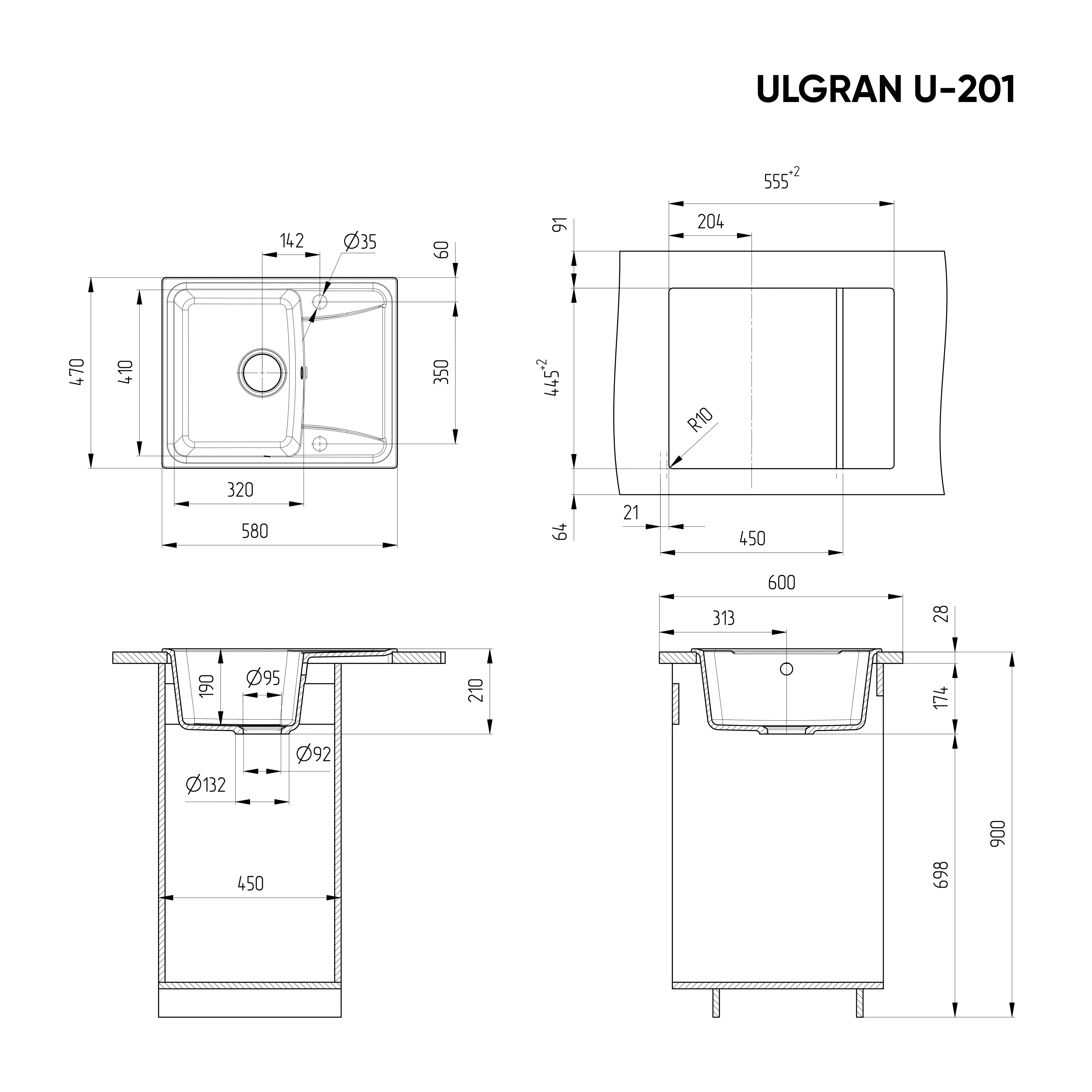 Мойка Ulgran U-201-307, терракот 4 Мойка Ulgran U-201-307, терракот — изображение 4