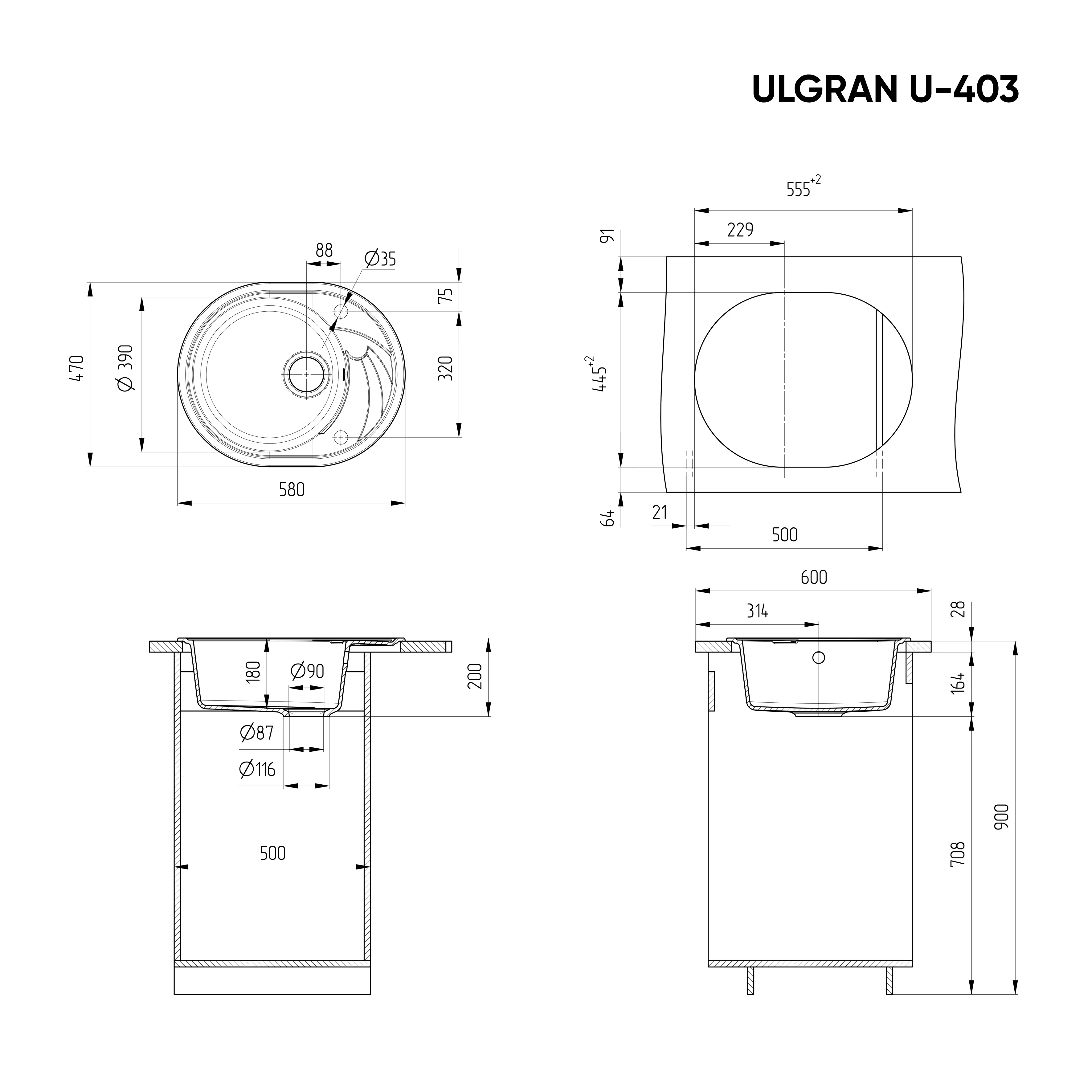 Мойка Ulgran U-403-302, песочная 2 Мойка Ulgran U-403-302, песочная — изображение 2